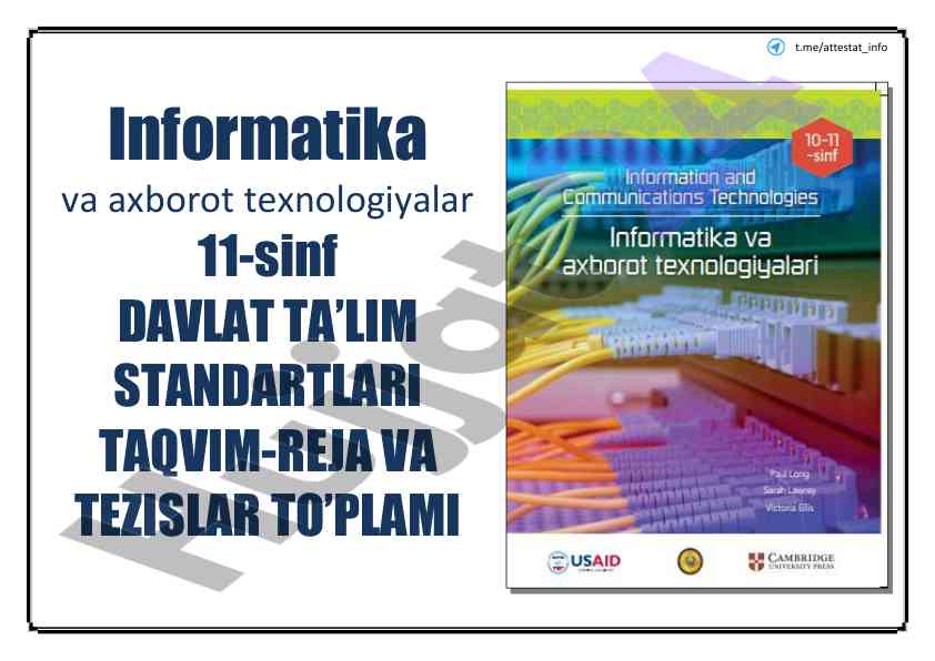 Davlat ta’lim standartlari taqlim-reja va tezislari
