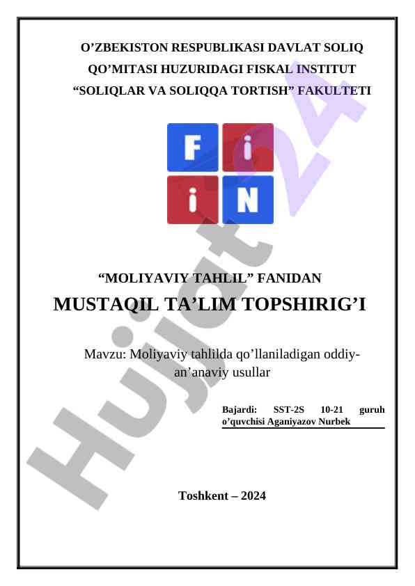 Moliyaviy tahlilda oddiy-an’anaviy usullar