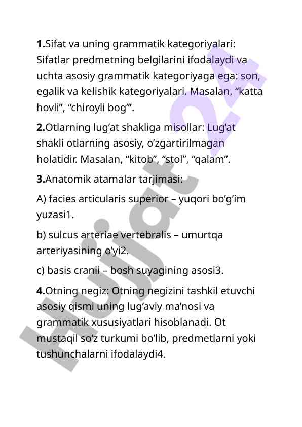Grammatik kategoriyalari va lug’at shakllari