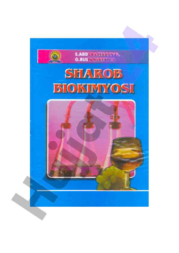 Sharob biokimyosi faniga o‘qitish darsligi