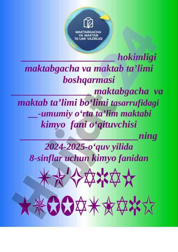 8-sinflar uchun kimyo fanidan to‘garak a’zolari ma’lumoti