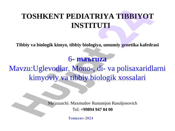 Uglevodlar kimyoviy va tibbiy biologik xossalari