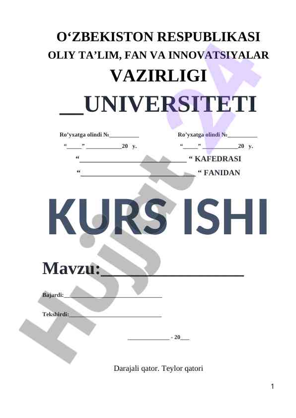 Darajali Qatorlar Va Ularning Xossalari