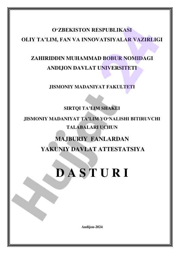 Yakuniy davlat attestatsiyasi dasturi 2024
