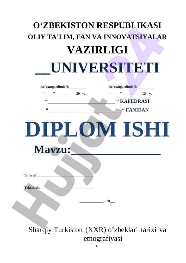 Sharqiy Turkiston O‘zbeklari Tarixi Va Etnografiyasi