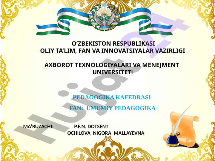 Pedagogika tarixi fanining takliflari va asoslari