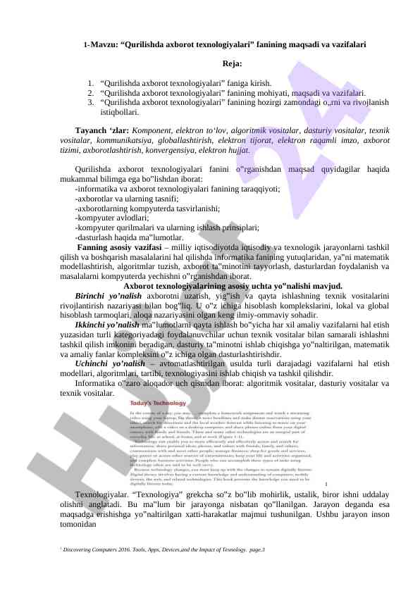 Qurilishda axborot texnologiyalari fani maqsadi