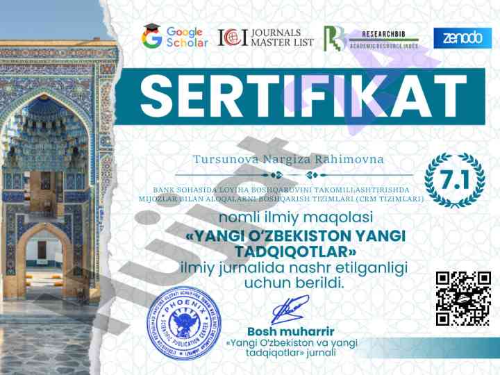 Bank sohasida loyiha boshqaruvini takomillashtirish