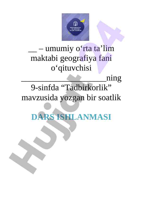 Tadbirkorlik mavzusida dars ishlanmasi