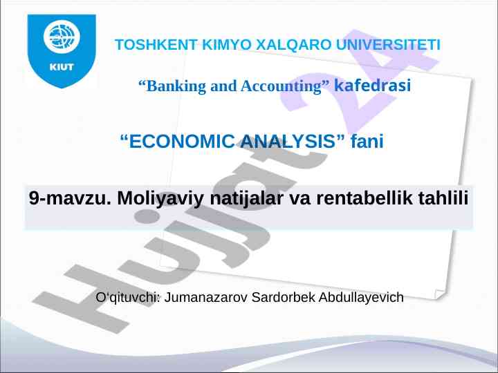 Moliyaviy natijalarning tahlili va rentabellik