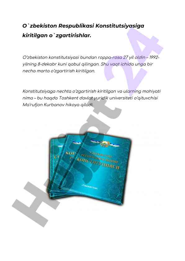 O‘zbekiston respublikasi konstitutsiyasiga o‘zgartirishlar