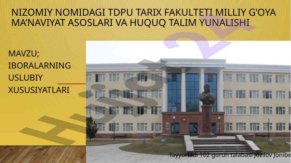 Iboralarning uslubiy xususiyatlari haqida ma'lumot