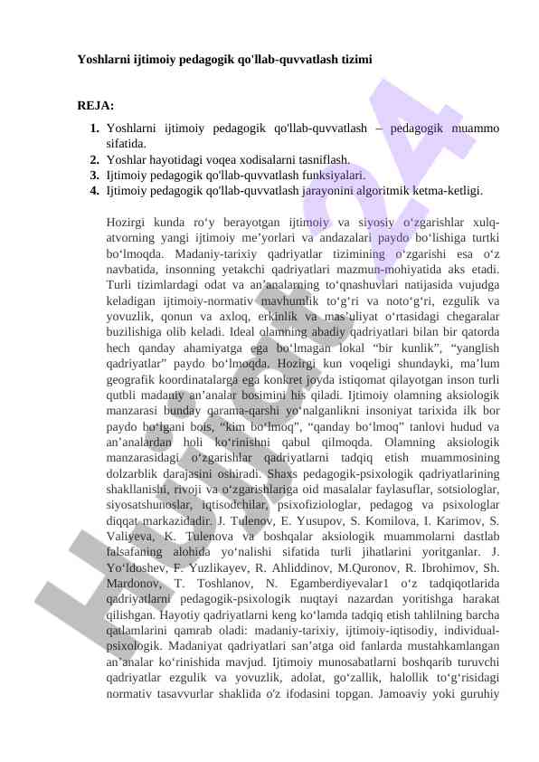 Ijtimoiy pedagogik qo'llab-quvvatlash tizimi