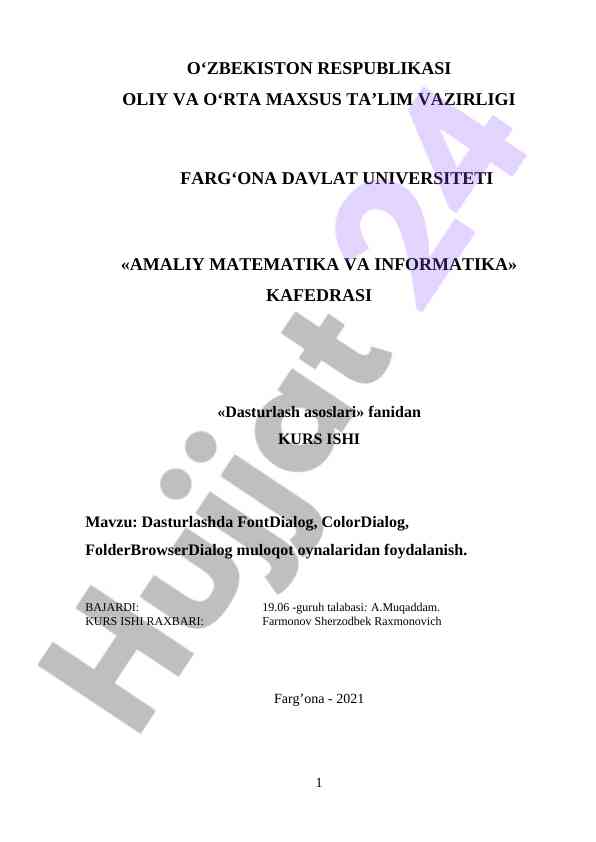 Dasturlashda fontdialog va colordialog foydalanuvi