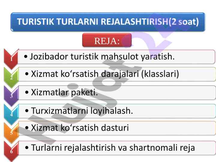 Turoperator faoliyatining asosiy vazifalari