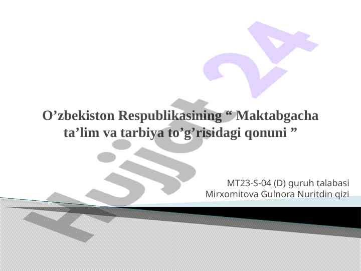 O‘zbekistonda maktabgacha ta’lim qonunlari