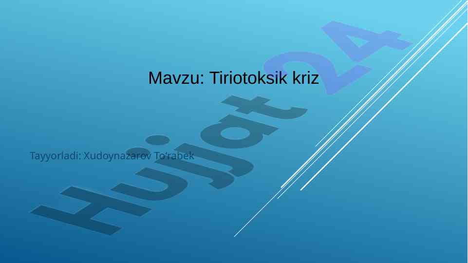 Tiriotoksik kriz va qalqonsimon gormonlar