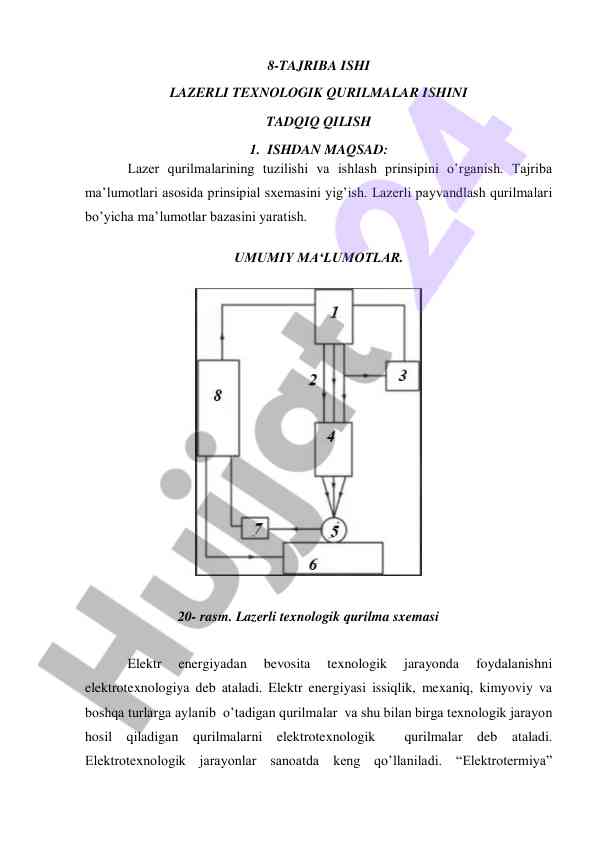 Lazerli texnologik qurilmalar ishini tadqiq qilish
