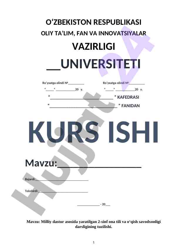 Milliy Dastur Asosida O‘qish Savodxonligi Darsligi