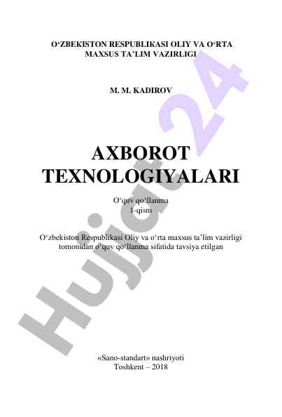 Axborot texnologiyalari oʻquv qoʻllanma 1-qism
