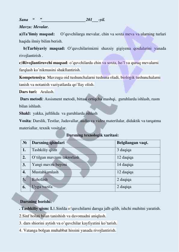 Mevalar va ularning turlari haqida ilmiy bilim