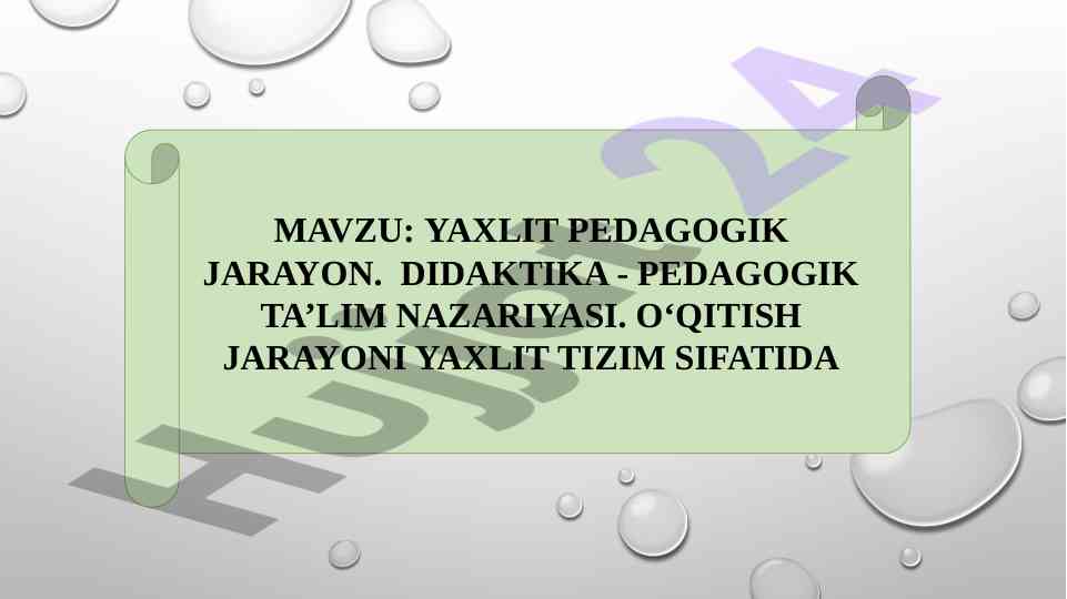 Yaxlit pedagogik jarayon: didaktika va ta'lim nazariyasi