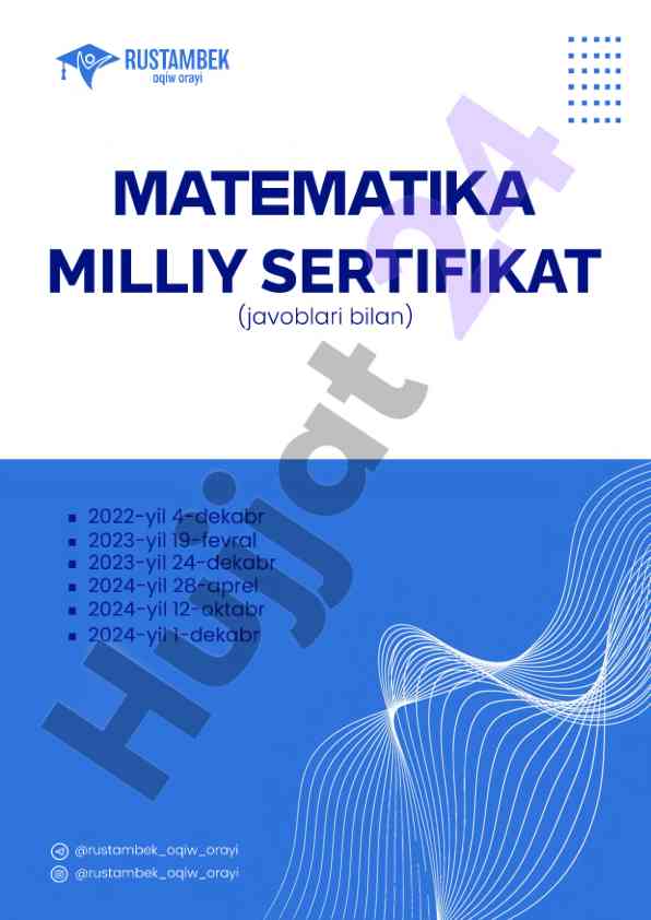 Milliy sertifikat test savollari 2022