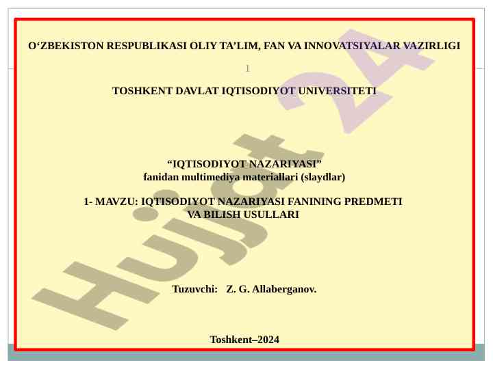 Iqtisodiyot nazariyasi fanidan multimedia materiallari