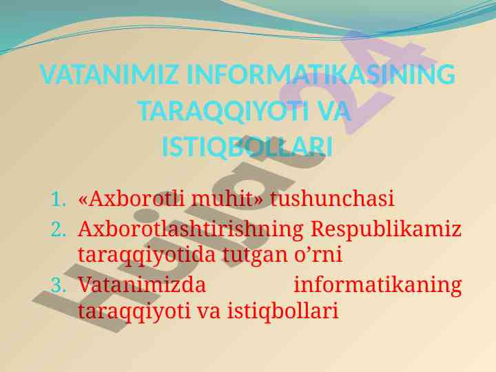 Informatikaning taraqqiyoti va istiqbollari