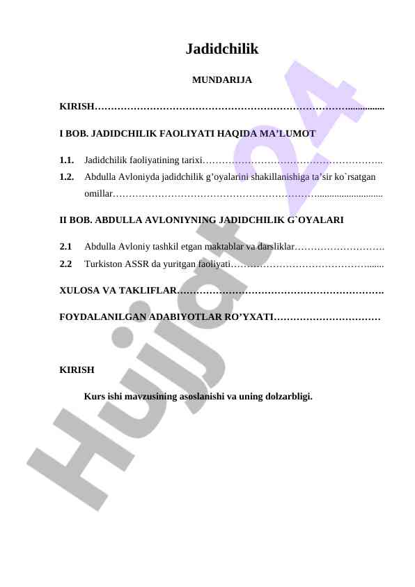 Jadidchilik faoliyati va abdulla avloniy g‘oyalari