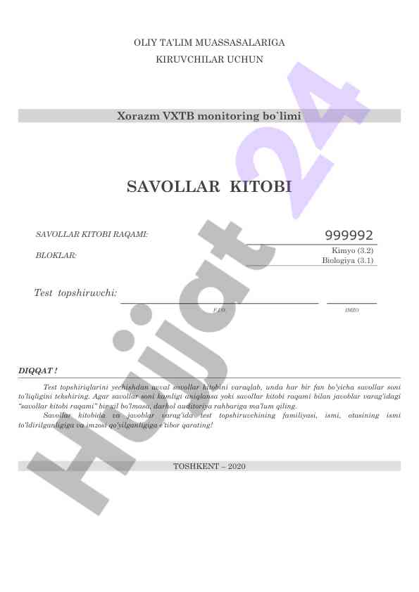 Xorazm vxtb monitoring savollar kitobi