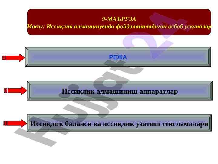 Иссиқлик алмашинувида фойдаланиладиган асбоб ускуналар