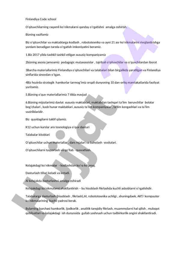 Finlandiya code school o‘qituvchilar uchin