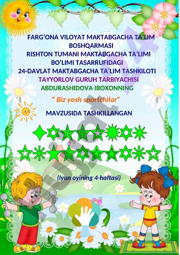 Yosh sportchilarning tarbiyasi haqida dars ishlanmasi