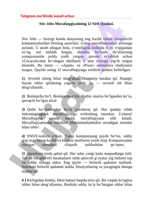 Telegram kanali uchun o‘quv qo‘llanma