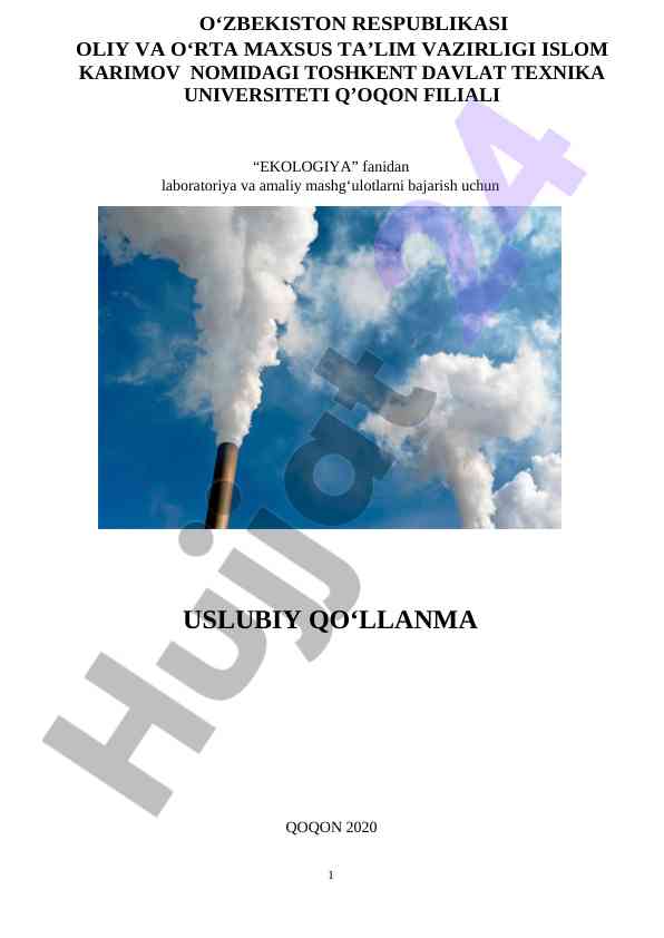 Laboratoriya va amaliy mashg‘ulotlar uslubiy qo‘llanma