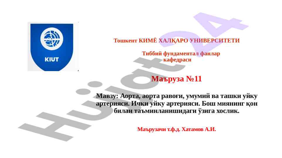 Aorta va ijro ravoqlari haqida ma'ruzalar