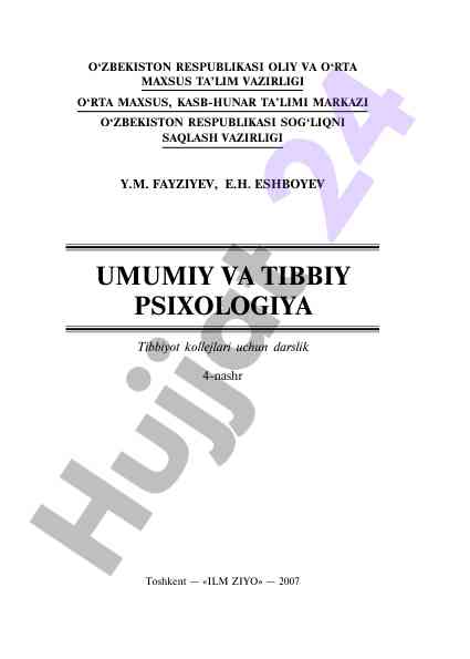 Umumniy va tibbiy psixologiya darsligi