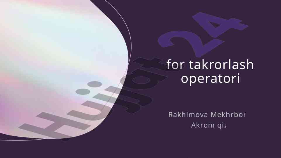 For takrorlash operatori bilan ro'yxatlar