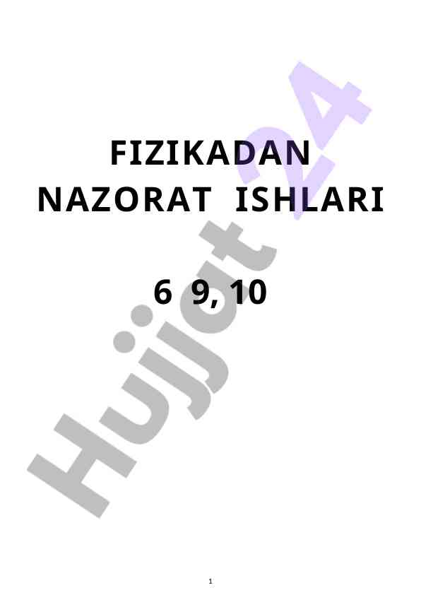 Fizika fanidan nazorat shakllari va baholash mezoni