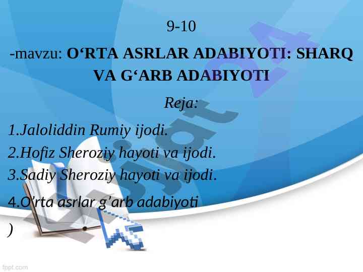 O‘rta asrlar adabiyoti sharq va g‘arb