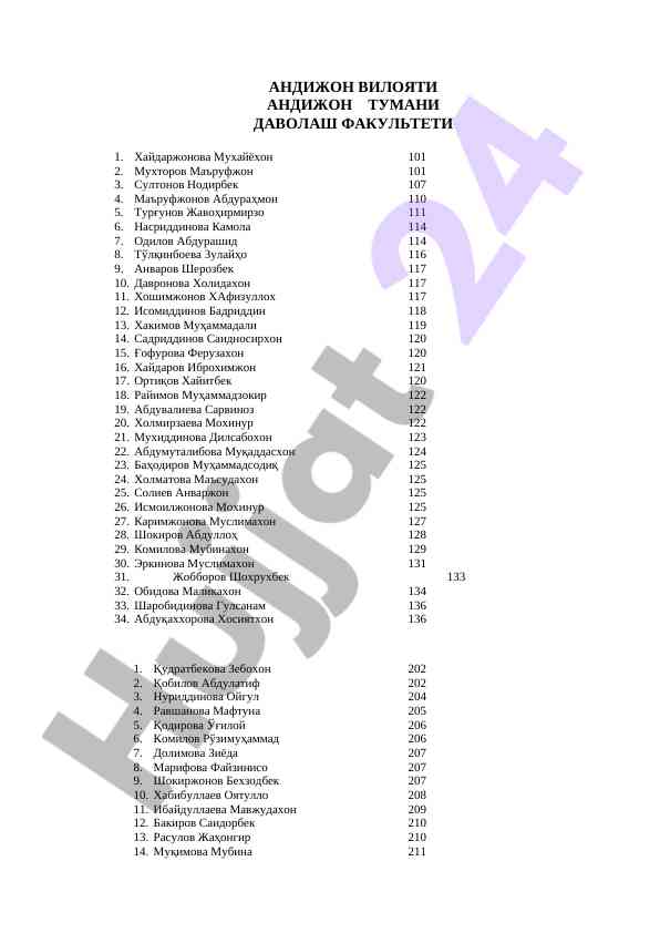 Davolash fakulteti o‘quv darslari tahlili