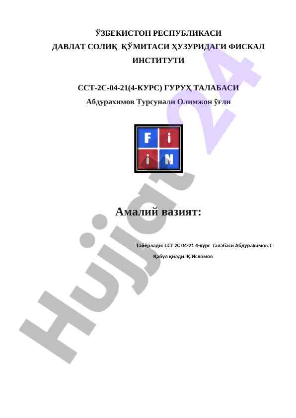 Asr Umidi Korxonasining Hisobot Davri