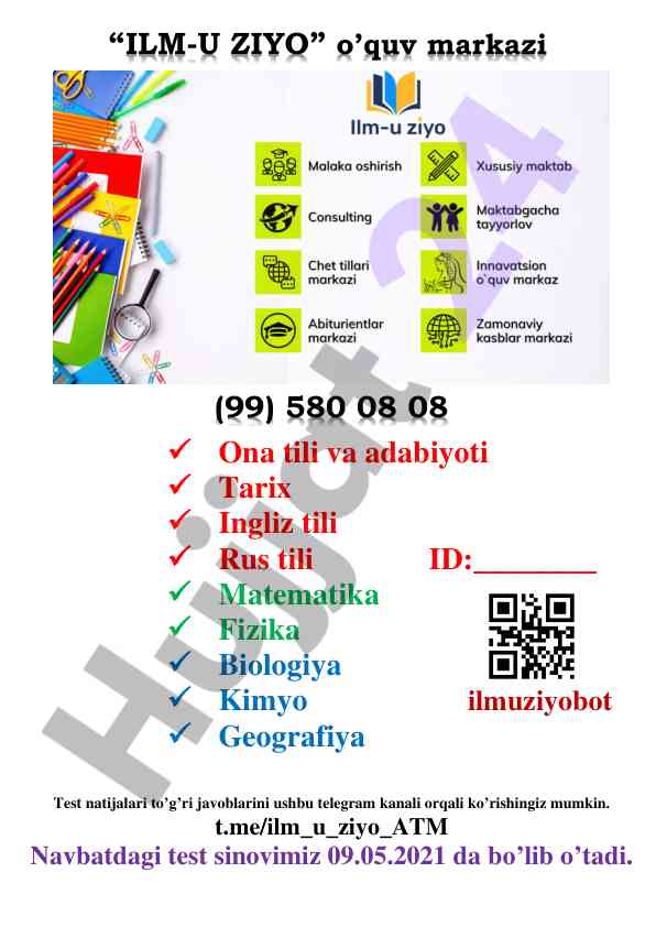 Ona tili testlari: imlo va paronimlar