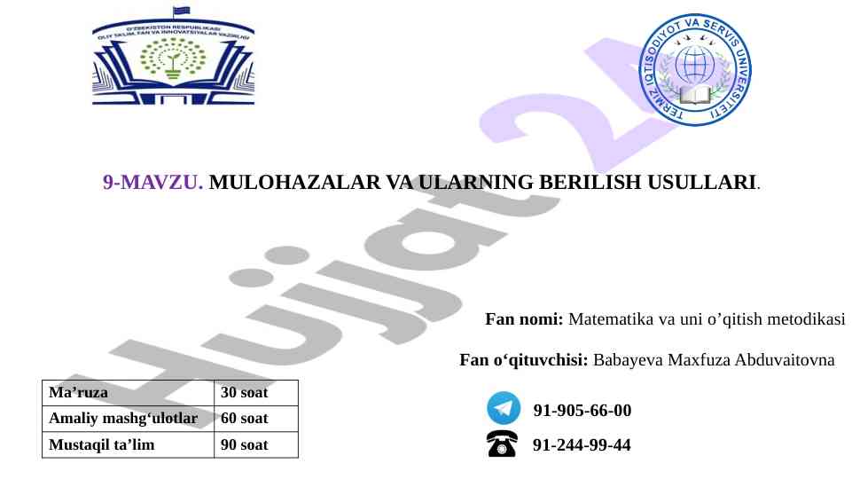 Mulohazalar va ularning berilish usullari
