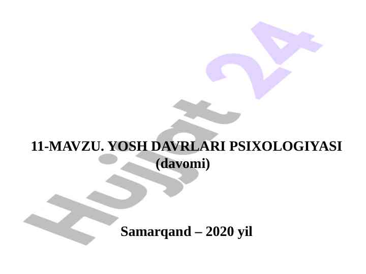 O'smirlik davri psixologiyasi tahlili