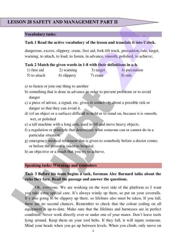 Vocabulary tasks for language learning