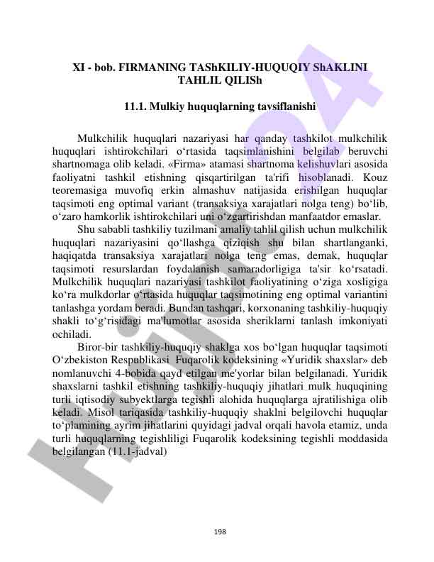 Fermalarning tashkiliy-huquqiy shakllarini tahlil qilish