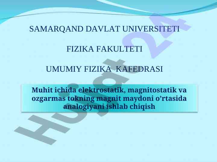 Analogiya va fizikada elektromagnit maydonlar