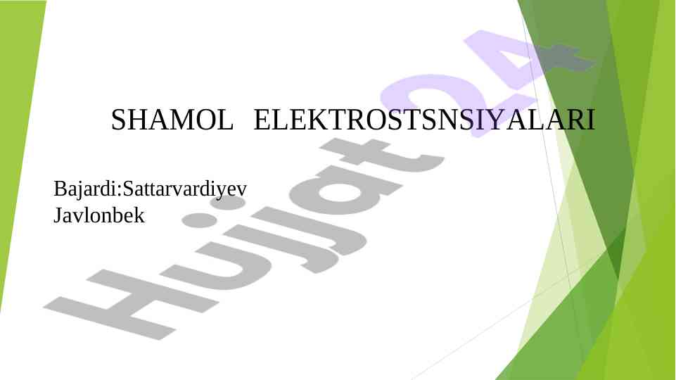 Shamol energiya manbalari va ulardan foydalanish